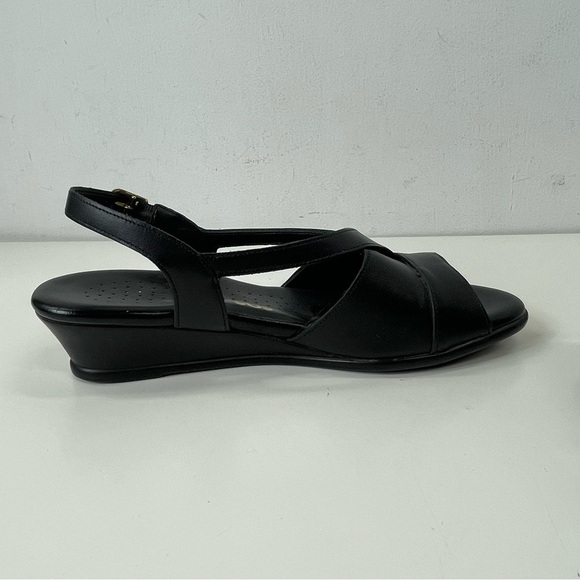 SAS Caress Black Leather Open Toe Comfort Sandal Size 7.5 - Picture 5 of 8